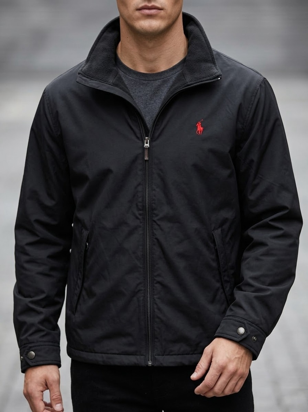 Polo by Ralph Lauren Black Hooded Jacket with Red Pony